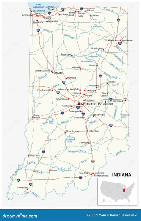 Indiana Road And Highway Map. Vector Illustration | CartoonDealer.com ...