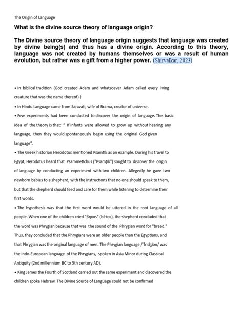 Explain Divine Source Theory of Language Origin 的图像结果