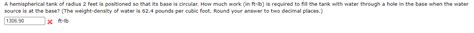 Image result for Work Problem Hemispherical Tank Calc 2