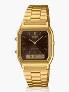 CASIO AQ-230A-1DMQ Vintage AQ-230A-1DHDF Black Dial Silver Stainless ...