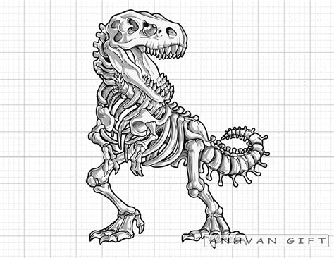 T Rex Skeleton Coloring Page
