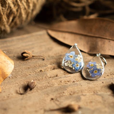 Forget Me Not Real Dried Flower Necklace Set – Blue Bloom Memory