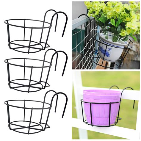 sunsanly 3Pcs Outdoor Garden Railing Planter Shelf Flower Pot Hanger ...