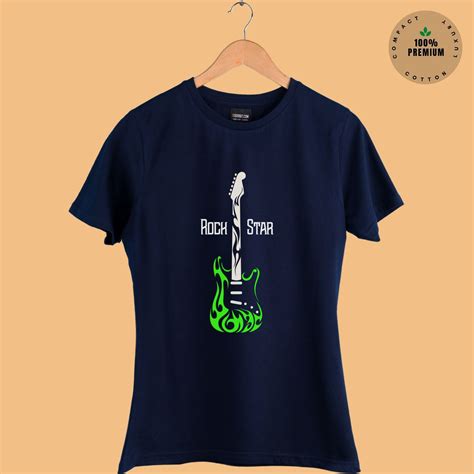 Rock Star Women's Half Sleeve Navy Blue T-shirt