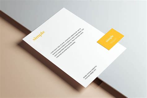 Simple Letterhead with Business Card Mockup PSD Free - PsFiles
