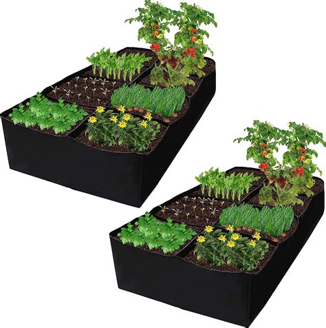 Amazon.com : Longzhuo 2 Pack Fabric Grow Bags Garden Beds, 8 Grids 6 * ...