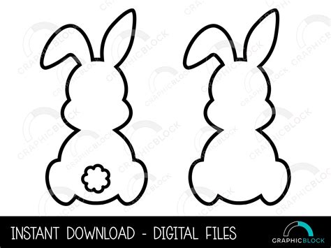 Outline Bunny SVG Set, Easter Bunny Silhouette Shape Bundle, Rabbit ...