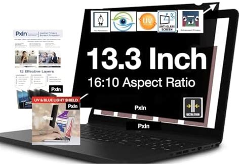 13.3 Inch Laptop Privacy Screen, Anti Glare Blue Light Privacy Filter ...