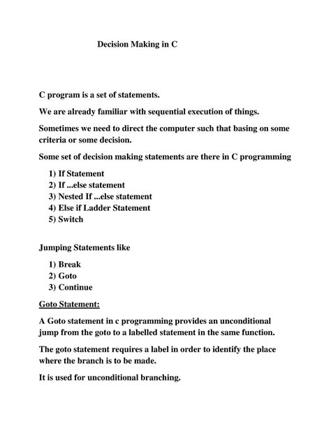 Unit2 - Decision Making in C - COMPUTER SCIENCE AND ENGINEERING - Studocu