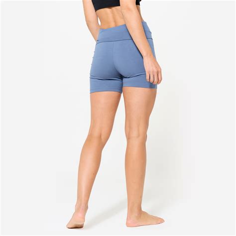 Gentle Yoga Cotton Women's Shorts with Adjustable belts 500- Comet Blue