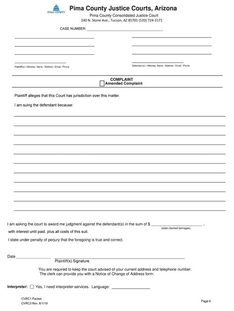 Arizona Civil Complaint & Summons Form - Blank Fillable Template | Fill ...