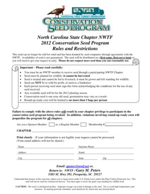 Fillable Online Conservation Seed Program - NWTF Fax Email Print ...