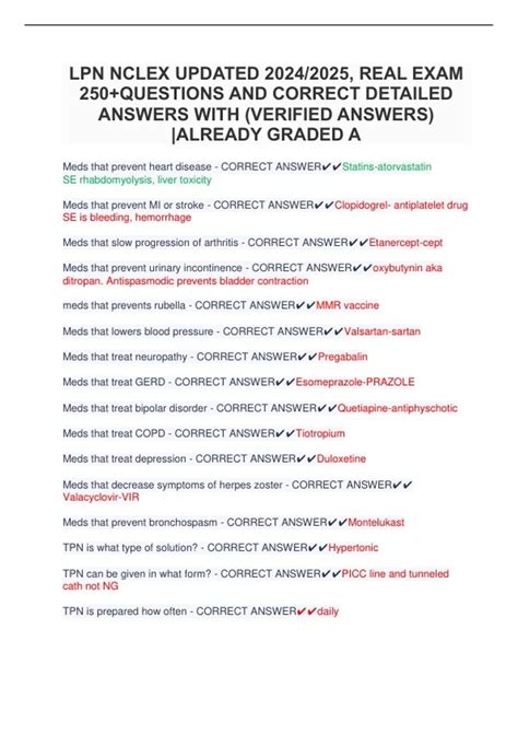 LPN NCLEX UPDATED 2024/2025, REAL EXAM 250+QUESTIONS AND CORRECT ...