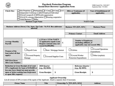 Paycheck Protection Program Borrower Application Form 的图像结果