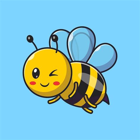 Cute bee flying cartoon vector icon illustration. animal nature icon ...