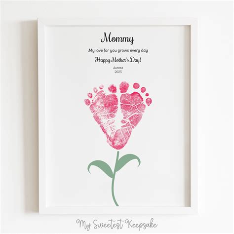 Printable Flower Footprint Keepsake Gift for Mommy | Mother's Day Gift ...