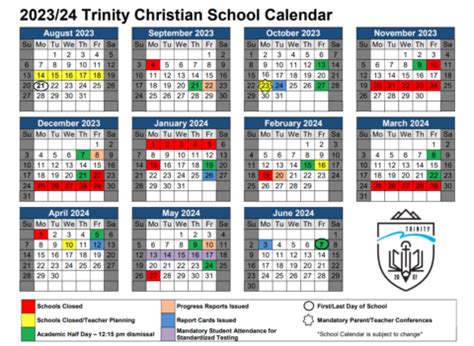 School Calendar | Trinity Christian School
