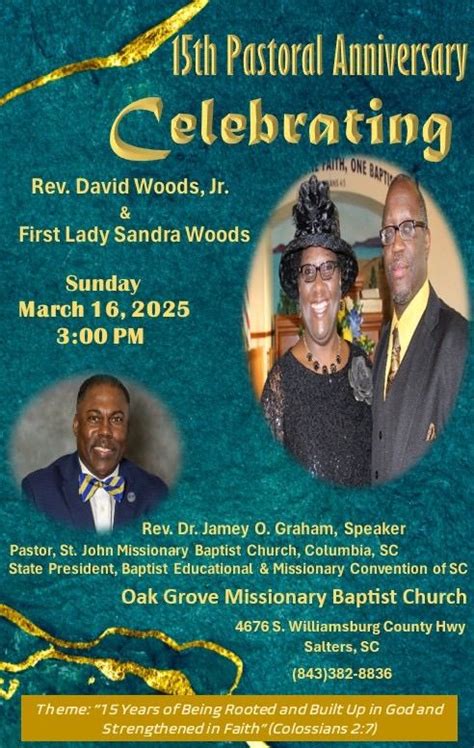 15th Pastoral Anniversary Celebration of Pastor David Woods, Jr., Oak ...