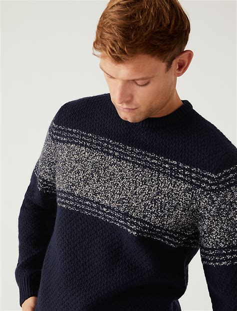 Buy Chest Stripe Crew Neck Jumper at Marks & Spencer