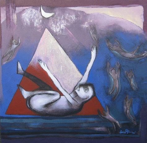 "Untitled 6": Blue Acrylic Painting by Pradip Kumar Sau – ArtZolo.com