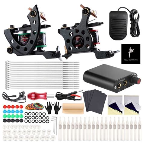 Buy Tattoo Complete Tattoo Kit - 2 Pro Coil Machine s with Power Supply ...