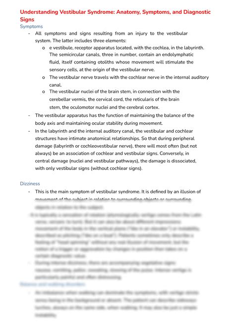 SOLUTION: Understanding vestibular syndrome anatomy symptoms and diagnostic - Studypool
