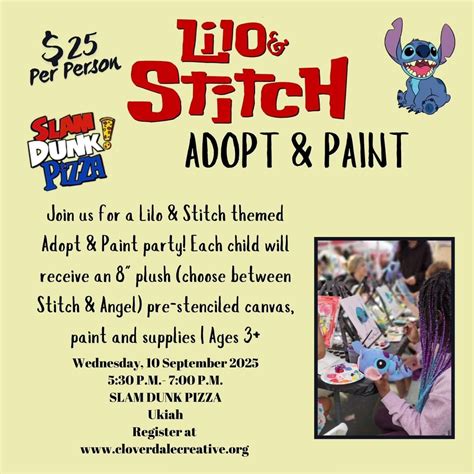 Stitch & Angel Adopt & Paint | SLAM DUNK UKIAH, Something Sweet At Slam ...