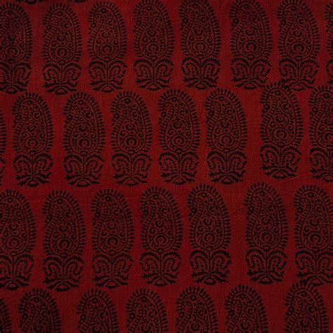 (PRE-CUT 2 METER) Pure Cotton Gamthi Rust Red With Black Big Fat Kairi ...