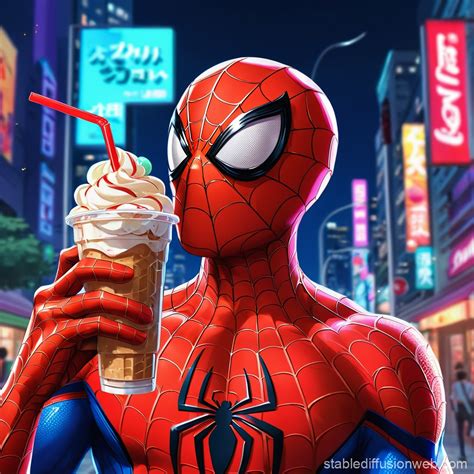 Spider-man with Coke and Ice Cream | Stable Diffusion Online
