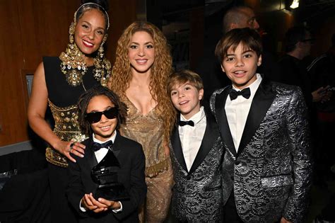 Shakira's Sons Sasha and Milan Wear Matching Silver Tuxedos at 2025 Grammys