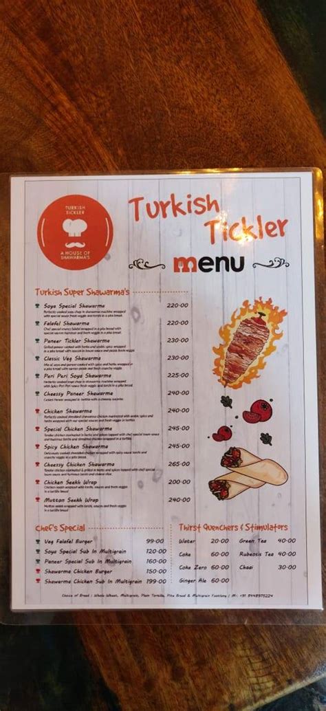 Menu at Turkish Tickler, Gurugram