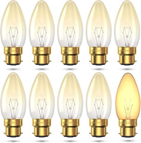 Bonlux B22 Bayonet Vintage Candle Light Bulbs Dimmable, 35-42W BC C35 ...