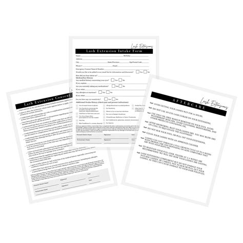 Buy Lash Extension Consent Form, Intake Form, Aftercare Form | 75 Pack ...