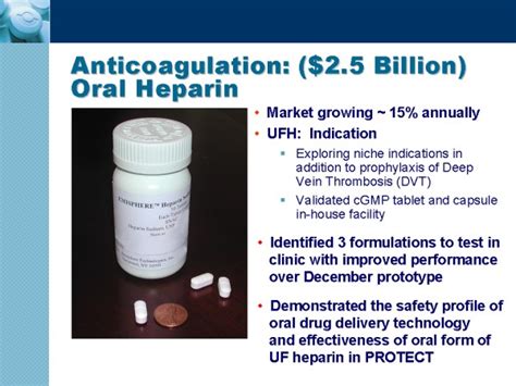 Anticoagulation: ($2.5 Billion) Oral Heparin