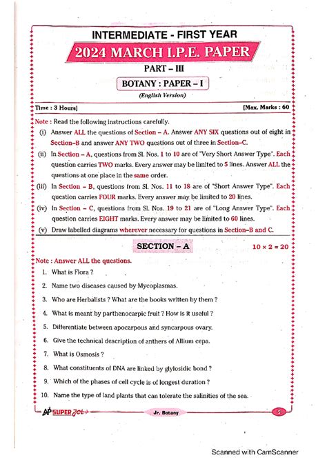 JR Botany - OK ddoo - INTERMEDIATE FIRST YEAR 2024 MARCH I.P. PAPER ...