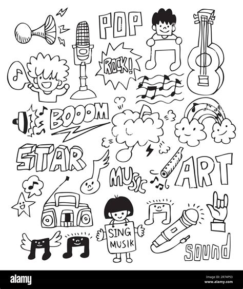 hand draw music element Stock Vector Image & Art - Alamy