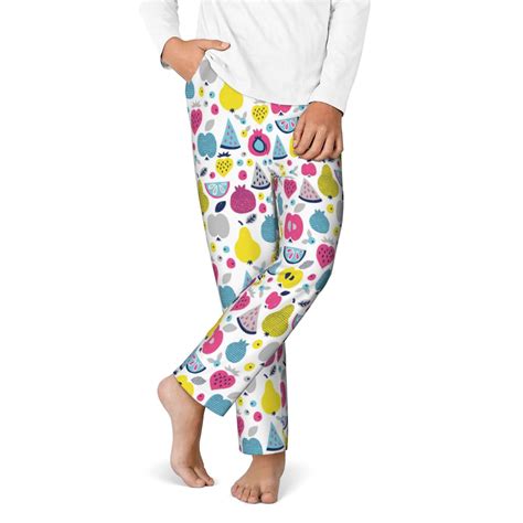 Qekee Doodle Fruits Print Kids Pajama Pants, Teenagers' Bottom ...