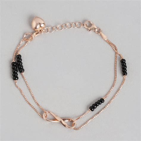Infinity Rosegold Plated Beads 925 Sterling Silver Bracelet – Zavya