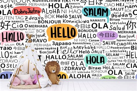 Wallpaper for Nursery, Hello in Different Languages