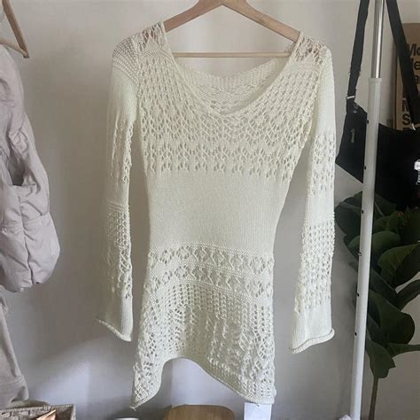 Women's Cream and White Cover-ups | Depop