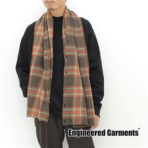 Engineered Garments エンジニアードガーメンツ ボタンショール Button Shawl -Big Plaid Heavy ...