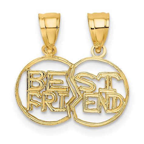 10k Gold Break Apart Cut out Best Friend Pendant Necklace Measures 14 ...