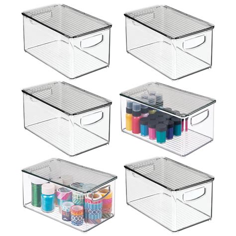 mDesign Plastic Stackable Craft, Sewing, Crochet Storage Container Box ...