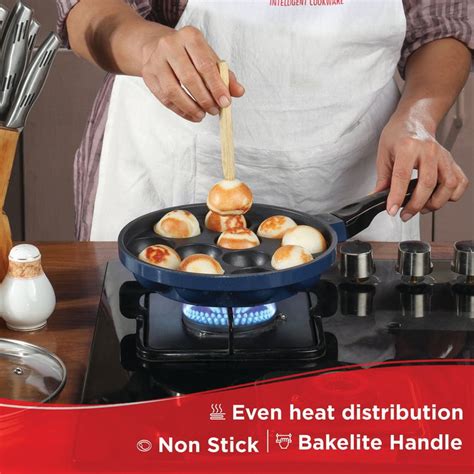 Buy VINOD Zest Aluminium Non-Stick Paniyarakkal with Glass Lid - 22cm ...