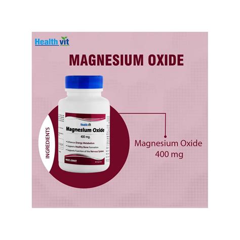 Buy HEALTHVIT HIGH ABSORPTION MAGNESIUM OXIDE 400 MG - 60 CAPSULES ...