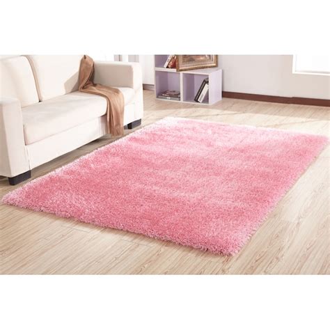 Amazing Rugs Chubby Shaggy 8 X 11 (ft) Pink Indoor Solid Area Rug ...
