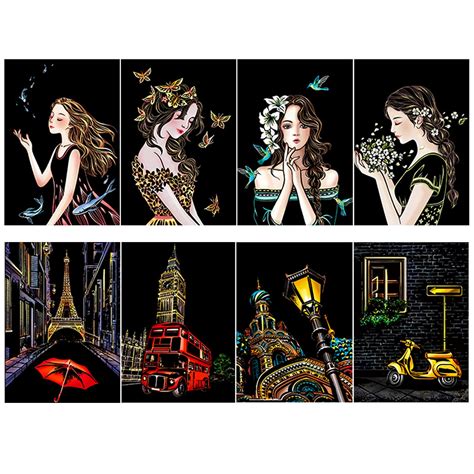 Rainbow Scratch Painting Paper by BOTEEN, City Series Night Scene ...