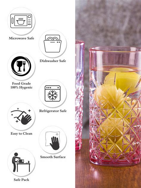 Pasabahce Timeless Long Drink Water/ Juice Glass 450 ml 2 Pcs Set Pink ...