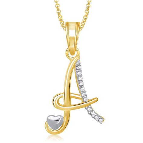 Buy JNB Jewellers 'A' Letter Heart Shape American Diamond Pendant ...