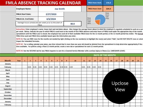 FMLA Absence Calendar and Hours Tracking Spreadsheets excel Templates ...